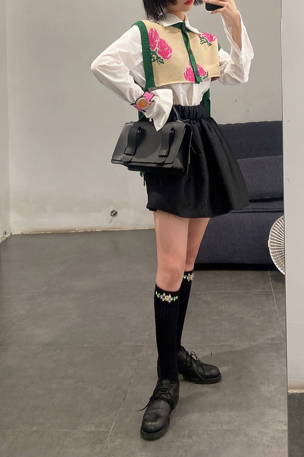 MING MA jacquard knitted waistcoat AW21-KN01-CAMWL